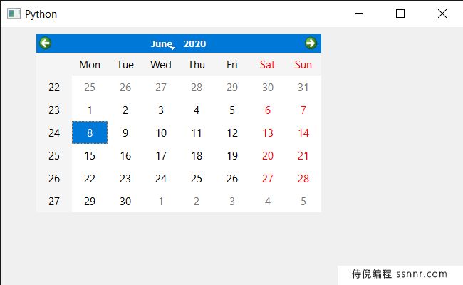 PyQt5 QCalendarWidget 设置方向属性