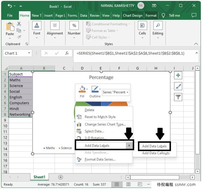 Excel 为饼图添加引导线