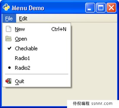 PyGTK 菜单栏、菜单和菜单项